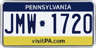 PA license plate JMW1720