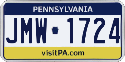 PA license plate JMW1724