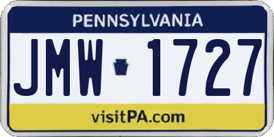 PA license plate JMW1727