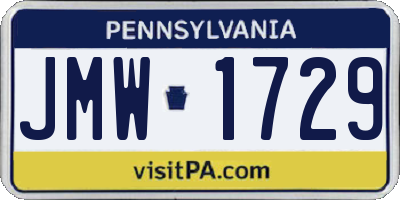 PA license plate JMW1729