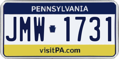 PA license plate JMW1731