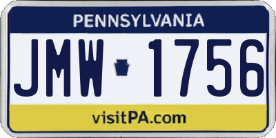 PA license plate JMW1756
