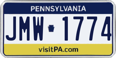 PA license plate JMW1774