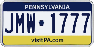 PA license plate JMW1777