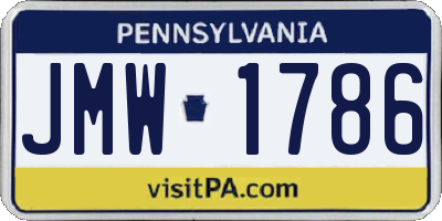PA license plate JMW1786