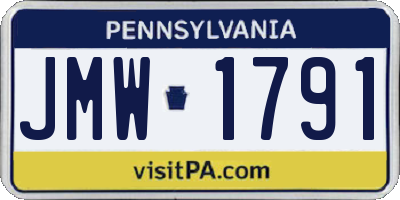 PA license plate JMW1791