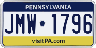 PA license plate JMW1796