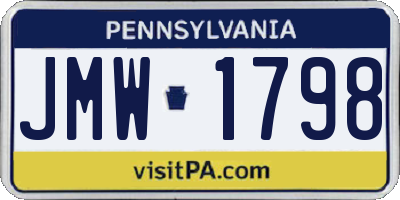 PA license plate JMW1798
