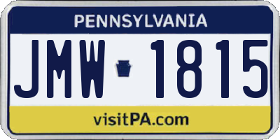 PA license plate JMW1815