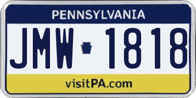 PA license plate JMW1818