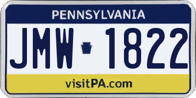 PA license plate JMW1822