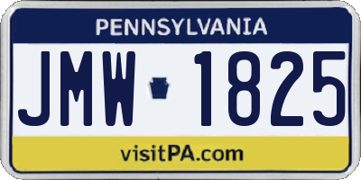 PA license plate JMW1825