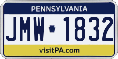 PA license plate JMW1832