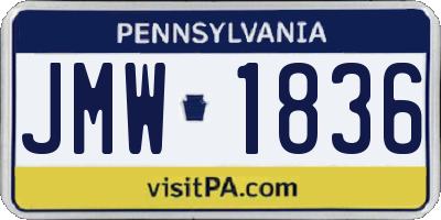 PA license plate JMW1836