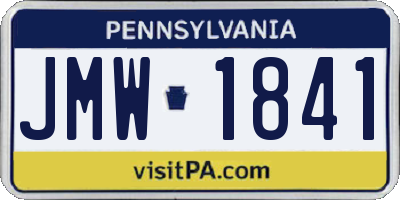 PA license plate JMW1841
