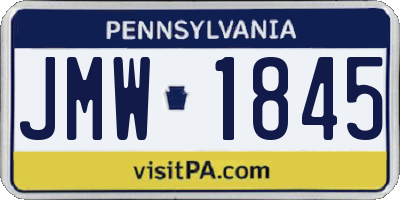 PA license plate JMW1845