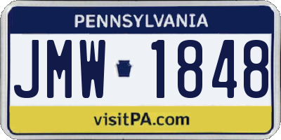 PA license plate JMW1848