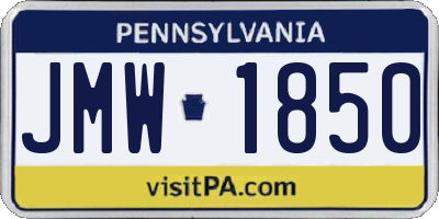 PA license plate JMW1850