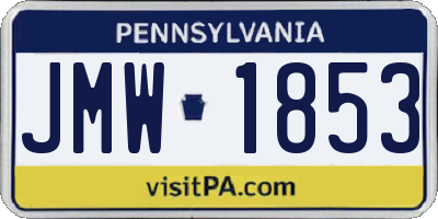 PA license plate JMW1853