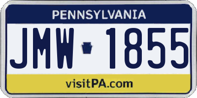 PA license plate JMW1855