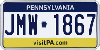 PA license plate JMW1867