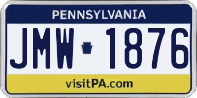 PA license plate JMW1876