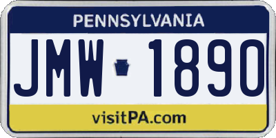 PA license plate JMW1890