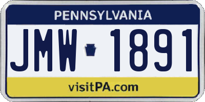 PA license plate JMW1891