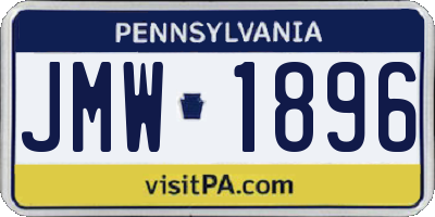 PA license plate JMW1896