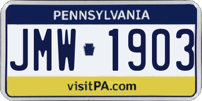 PA license plate JMW1903