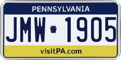 PA license plate JMW1905