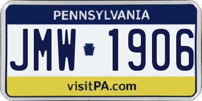 PA license plate JMW1906