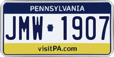PA license plate JMW1907