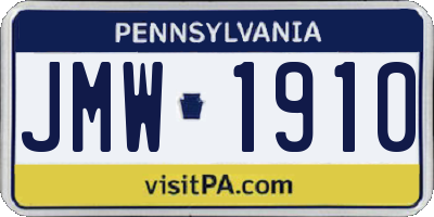 PA license plate JMW1910
