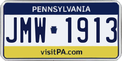 PA license plate JMW1913