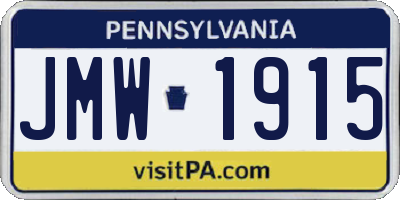 PA license plate JMW1915