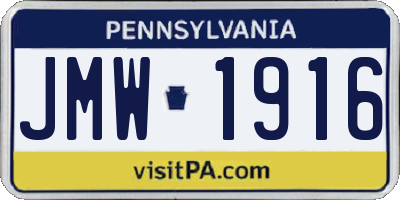 PA license plate JMW1916
