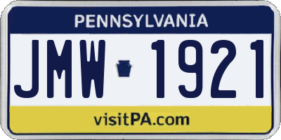 PA license plate JMW1921