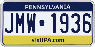 PA license plate JMW1936