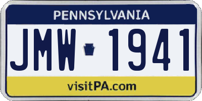 PA license plate JMW1941