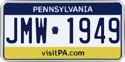 PA license plate JMW1949