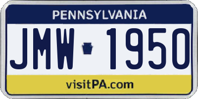 PA license plate JMW1950