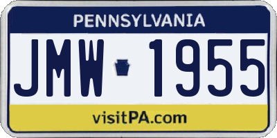 PA license plate JMW1955