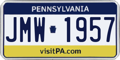 PA license plate JMW1957