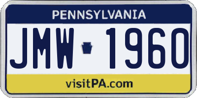 PA license plate JMW1960