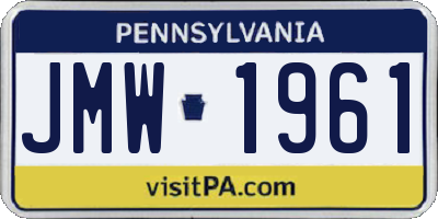 PA license plate JMW1961