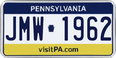 PA license plate JMW1962