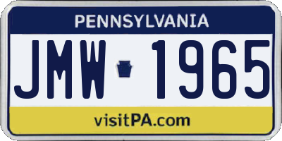 PA license plate JMW1965