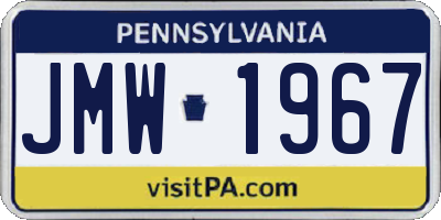 PA license plate JMW1967
