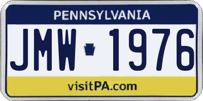 PA license plate JMW1976